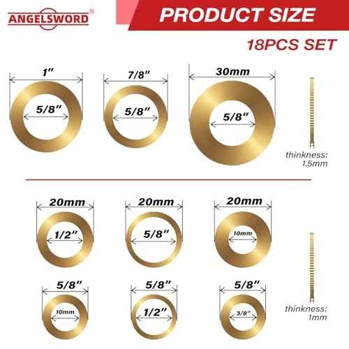 ANGELSWORD Saw Blade Bushing Set, Arbor Adapter Kit, Arbor Spacer Combination, Reduction Ring Combo, 9 General Sizes for Circular Saw Blade, Diamond Blade on Circular Saw, Angle Grinder, 18 Pack