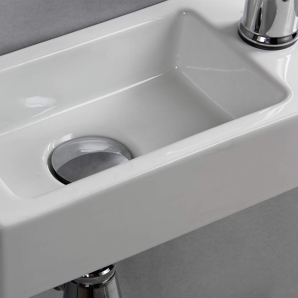 Small Bathroom Sink Wall Mounted Bathroom Sink Rectangle Ceramic Wash Basin Right Hand (Right Hand)