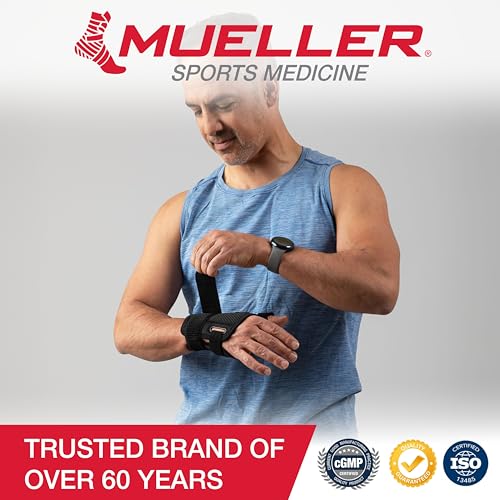 MUELLER Adjust-to-Fit Thumb Brace Spica Splint, Supports & Stabilizer, Black, One Size