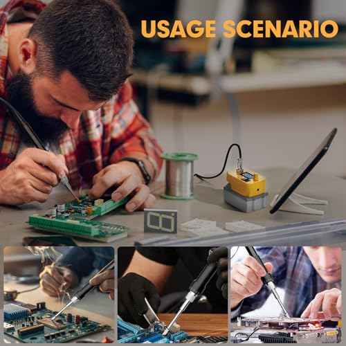 Cordless Soldering Station for Dewalt 20V Max Battery-with 2 Auxiliary Helpers Electric Digital LCD Display Soldering lron Station Fast Heating Up Soldering Station for DlY,Appliance Repair-Tool Only