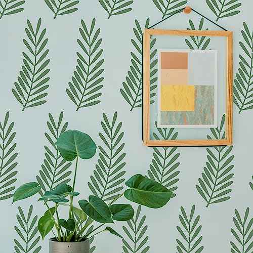 12PCS Tropical Leaf Stencils - 14.7" Long Reusable Palm & Fern & Maple Leaf Stencils for Painting on Paper, Walls, Furniture, Canvas, Wood, Scrapbooking, Home Wall Decor & DIY Art Crafts