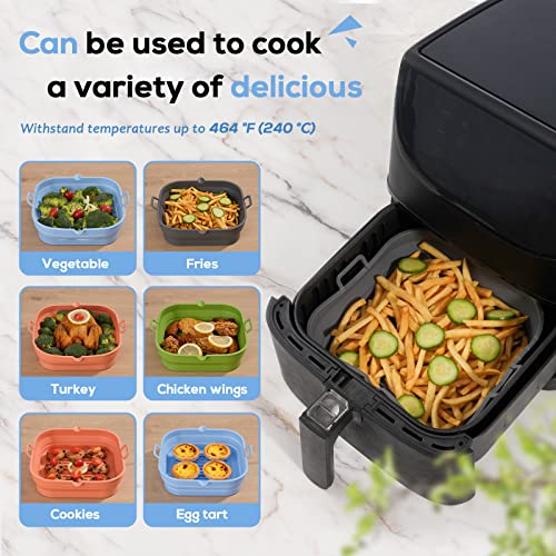 Loveuing Gray Silicone Air Fryer Liners Square, 8.5 inch, Reusable & Non-Stick 5.8-8 Qt