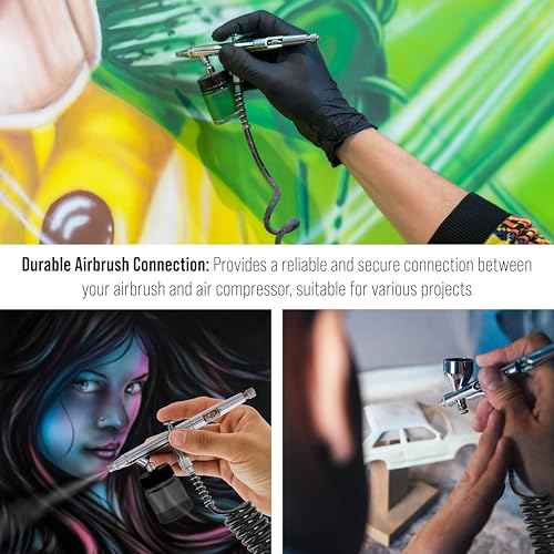 Master Airbrush Premium 10 Foot Recoiling Airbrush Hose - Standard 1/8" BSP Air Brush Hose Adapter Fitting Connectors on Both Ends