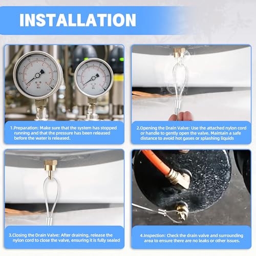 1/4¡± Air Tank Drain Valve Plug with 60¡± Cable, Dazakoot Replace Air Compressor Drain Valve Cable For Semi Trucks - 2pcs