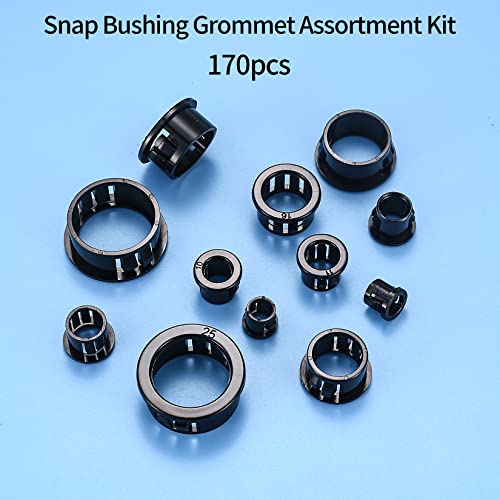 170 Pcs Nylon Snap-in Cable Grommet Kit - Durable Wire & Cable Protection