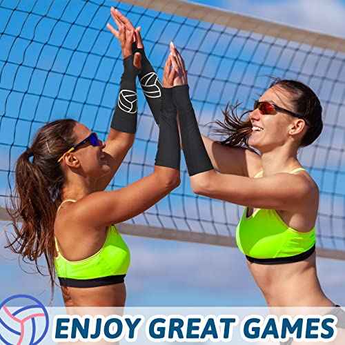 Minatee Volleyball Arm Sleeves Passing Hitting Forearm Sleeves with Protection Pads and Thumb Hole