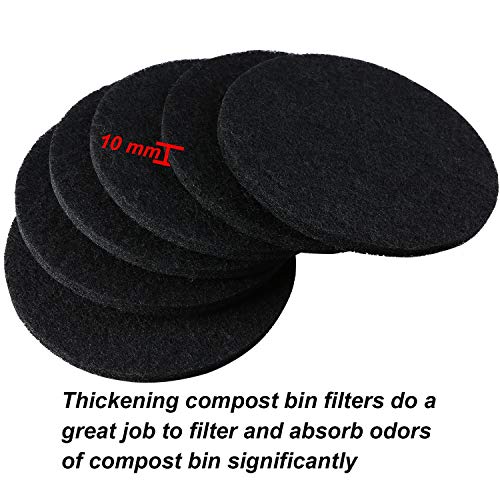 ddLUCK 7.25" Charcoal Filters for Compost Bins, 0.4" Thick, 6 Pack