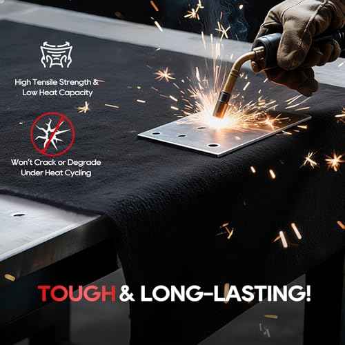 TOPDC Welding Blanket 40x40 Inch, High Temp Resistant Carbon Felt Pad, 5mm Thick Heat Shield Fabric Withstands 2200¢µ, UL94&MSDS Certified, Flexible&Cuttable for Welding Soldering Grill Firepit