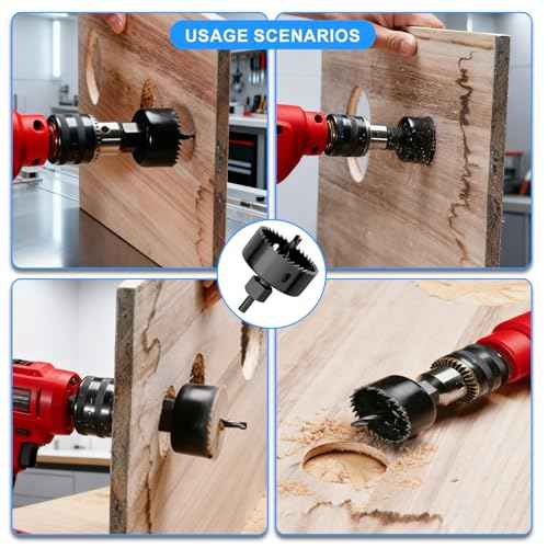 11pcs Hole Saw Kit 3/4"-2-1/2" Saw Blades£¬Mandrels£¬Drill Bits£¬Hex Key with Storage Box, Ideal for Soft Wood, Plywood, Drywall Drilling, PVC Board (Black)