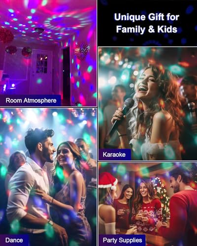 Luditek 2-Pack Sound Activated Party Disco Lights with Remote, Strobe & 7 Effects