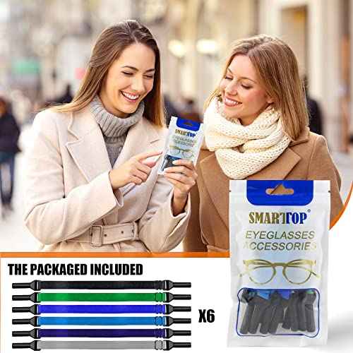 Adjustable Glasses Strap-6 Pack No Tail Eyeglass Straps Eyewear Retainer Sport Unisex Sunglass Straps Holder(8.2 IN)