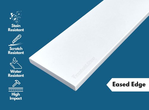 Threshold.Shop Super White Engineered Marble Threshold for Shower Curb, Bathroom Vanity Backsplash, Window Sill, Door Transitions (4" x 36")