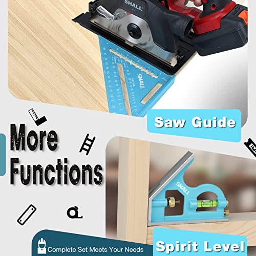SHALL 7-Inch Rafter & 16-Inch Combination Square Set with Pencils, Aluminum & Zinc Alloys