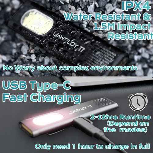 Pocket Flashlight Rechargeable EDC Flashlight, 675LM£¬ Dual Light Source with 7 Modes/Red & Blue Strobe, Clip-on Light, IPX4 Magnetic LED Flashlight for Emergency, Signaling/Cycling/Outdoor
