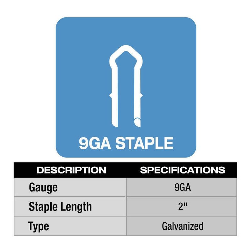 Milwoukee for Milwaukee MPU2-960 2"" 9 Gauge Hot Dipped Galvanized Staples,Fence Stapler,Cable Staples - 960 PC