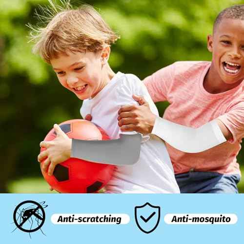 3 Pairs Kids Arm Sleeves, UV Sun Protection Arm Sleeves for Men Women Upf 50 Compression Cooling Sleeves Outdoor Sport Breathable Elastic Ice Sleeve for Youth Boys Girls Sports (Black White Grey)