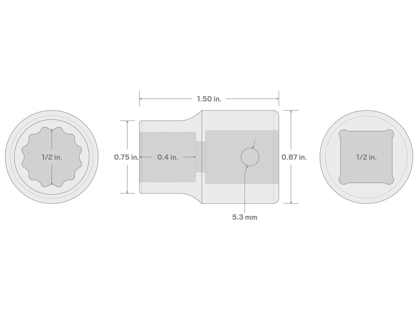TEKTON 1/2 Inch Drive x 1/2 Inch 12-Point Impact Socket | SID22213