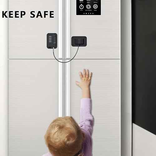 8 pcs Refrigerator Lock Fridge Freezer Door Lock with 4 Digit Lock Password, Mini Proof Door Lock for Kitchen Refrigerator, No-Drill Cabinet Locks for Windows,Closets,Drawers Doors(Black)