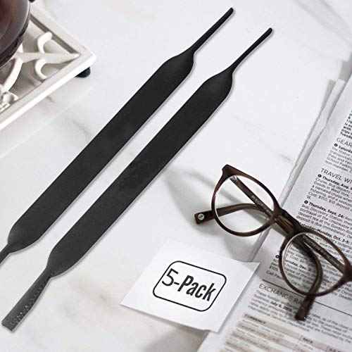 Men/Women Sunglass Straps, Safety Eyewear Retainer, Neoprene-Ideal for Sports&Outdoor, Fit Most Glasses,5pack(Black)