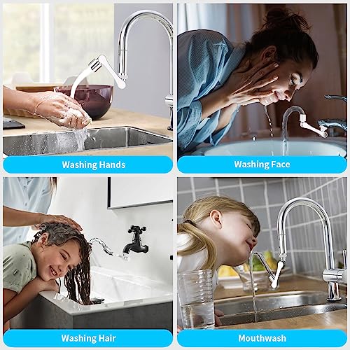 Brass 1080° Swivel Faucet Extender 2 Pack - Silver, Universal Fit