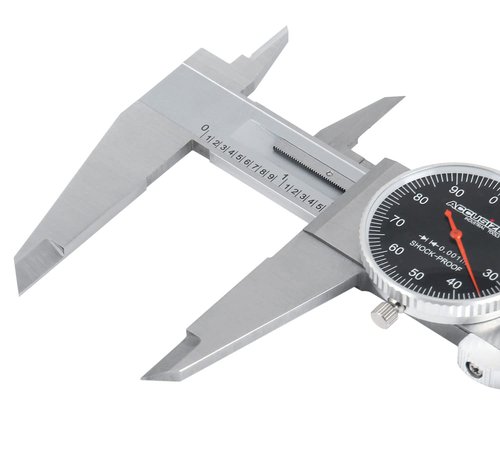 Accusize Industrial Tools 0-12'' by 0.001'' Black Face, Red Needle, Dial Caliper Stainless Steel in Fitted Box, P920-B212
