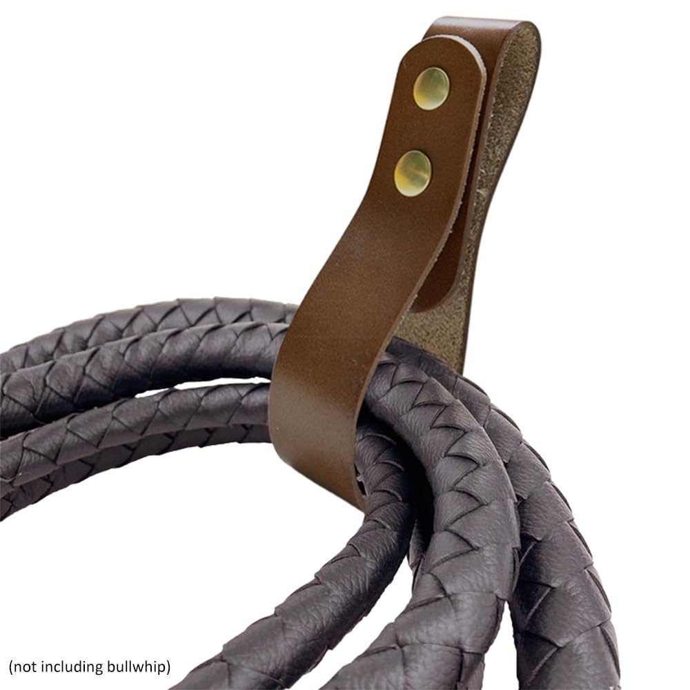 Atoomtuzs Cowhide Leather Whip Holster -Thick Grain Leather Whip Holder Indiana Jones Whip Holder,Brown BullWhip Belt Holster Handmade for Cowboy