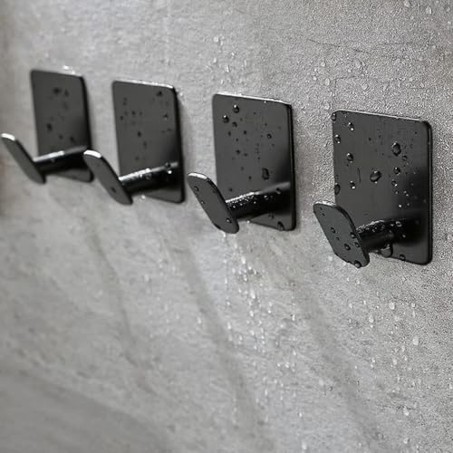 GROZOSS Adhesive Hook, 4-Piece Set of Matte Black Stainless Steel, Heavy-Duty Jacket and Towel Hook Wall Hook, Attached to Bathroom, Kitchen, Toilet, RV Wall Decoration