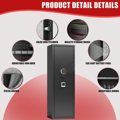 8-12 Fingerprint Gun Safe for Rifles and Pistols,No Assembly Required,Gun Safes for Rifle and Password Lock, Gun Cabinet for Home with Adjustable Shelves