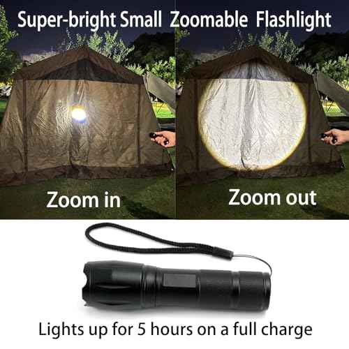 3 in 1 LED Rechargeable Flashlight, LED Small Flashlight with Memory Function, Super Bright Zoomable Red Lens Light 395 NM Black Lights Flashlights with USB C Charging for Camping Hiking Home