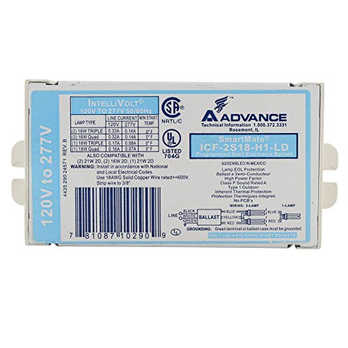 Advance SmartMate 18W Fluorescent Lamp Ballast 2-Pack, Programmed Start, 120/277V