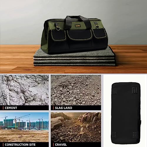 FASTECH 22-inch Wide Mouth Tool Bag with Water Proof Molded Base, Wide Mouth Tool Tote Bag, Waterproof Tool Organizer Bag for Men with Adjustable Shoulder Strap(No Bottom Shell)