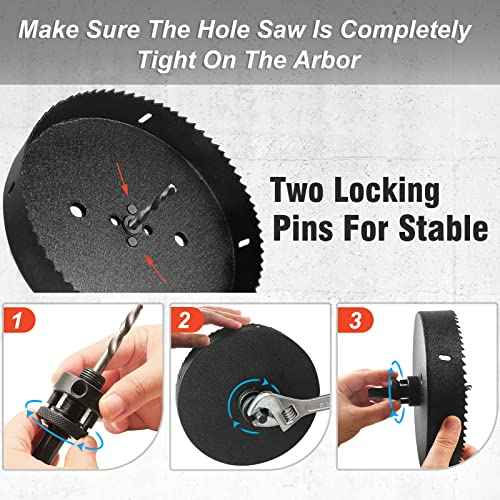 Heavy Duty Hole Saw Arbor with 5pcs Center Drill Bits, 1/2" Hex Shank Quick Change Arbor Fits 1-1/2" to 10" Hole Saws