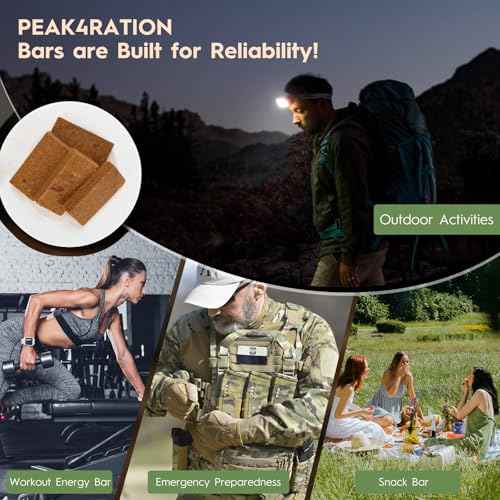 PEAK4RATION High Energy Bar | Emergency Ration Biscuits - Caramel Cinnamon 250g 1145kcal | Long Shelf-Life Compressed Biscuits for up to 1 Day Food Supply - Compact Survival Food Bar MRE for Outdoor Camping, Crisis, Earthquake, Wildfire, Home Preparedness