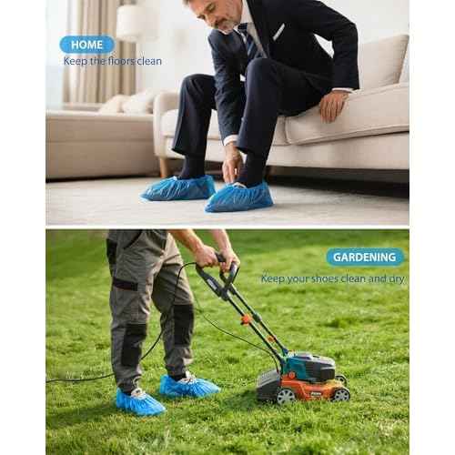 Shoe Covers Disposable Non-Slip, Waterproof Boot Covers with Compact Roll for Easy Storage, 100 Pack Plastic Shoe Covers for Indoor Use, Home Cleaning,Visting, One Size Fits Most