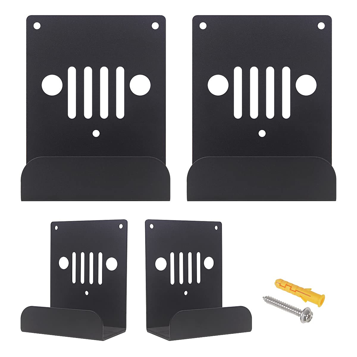 A-KARCK Wall Mount Door Hangers 4pcs, Door Storage Bracket with Rubber Lining Compatible with Jeep Wrangler JK JKU JL, Saving Garage Space