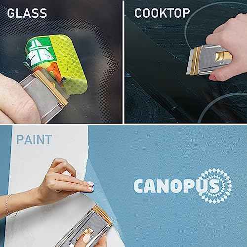 CANOPUS Razor Blade Scraper Tool, Razor Blade Holder, Window Scraper with Razor Blades, Scraper for Glass, Oven, and Cooktop, Sticker Remover Tool, Windshield Scraper