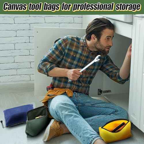 ANPHSIN 6 Pack Canvas Tool Bags Pouches - 11.2''x 7'' Heavy Duty Zipper Pouch Set, Multipurpose Small Tools Storage Organizer with Dependable Zipper