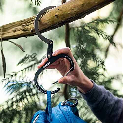 GEAR AID HEROCLIP (Large) Carabiner Gear Clip and Hook for Hanging Heavy Duty Items, Camping Backpacks, Suitcases, Kayaks, Bicycles and More