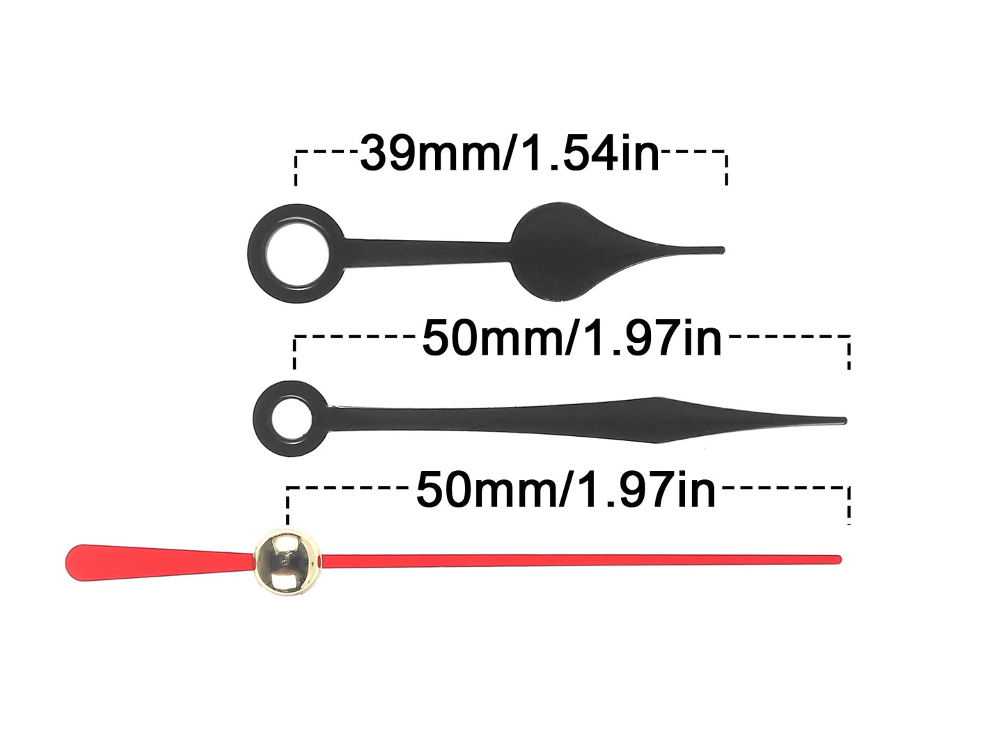 Quartz Clock Movement Mechanism Battery Operated,16mm(41/64 inch) Short Shaft Length with 50mm(1 31/32 inch) Spade Hands,DIY Clock Repair Parts Replacement Kit