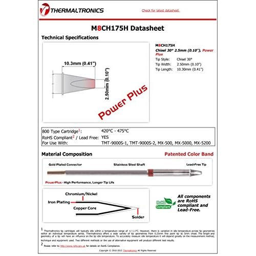 Thermaltronics M8CH175H Chisel 30deg 2.5mm (0.10in), Power Plus