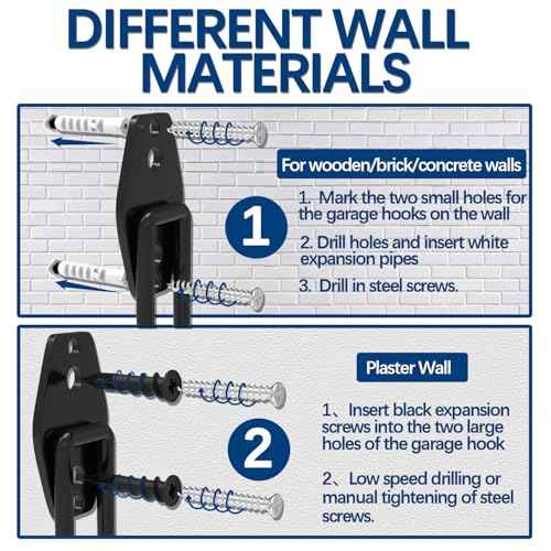 3-H Garage Wall Hooks 20 Pack, Garage Hooks Heavy Duty with Extra Welding Spots, Garage Organizer for Garden, Lawn, Chairs, Ladders, Weed Eater, Shovel(Black?)