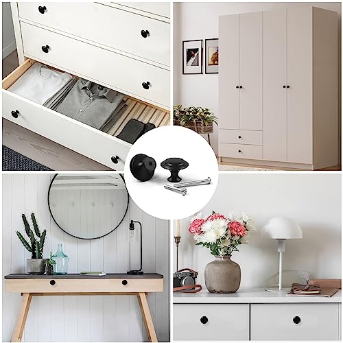 Romeda Round Black Drawer Knobs 30mm - Set of 18 for Cabinets & Dressers