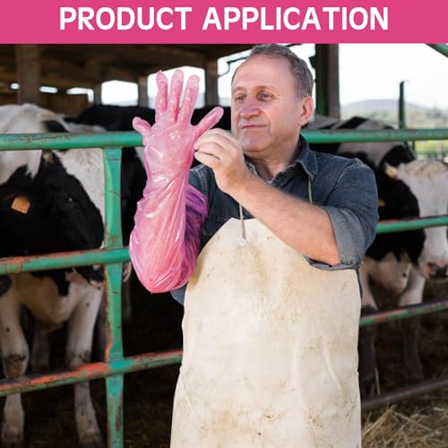 50 Pcs Disposable Dressing Gutting Gloves 35 Inch Shoulder Length Field Dressing Gloves Veterinary Insemination Glove
