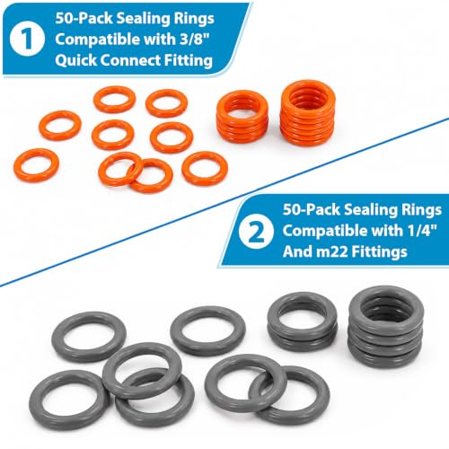 ZDBB 100 Pcs Pressure Washer O-Rings Set for 1/4 & 3/8 Inch Quick Connect Fittings