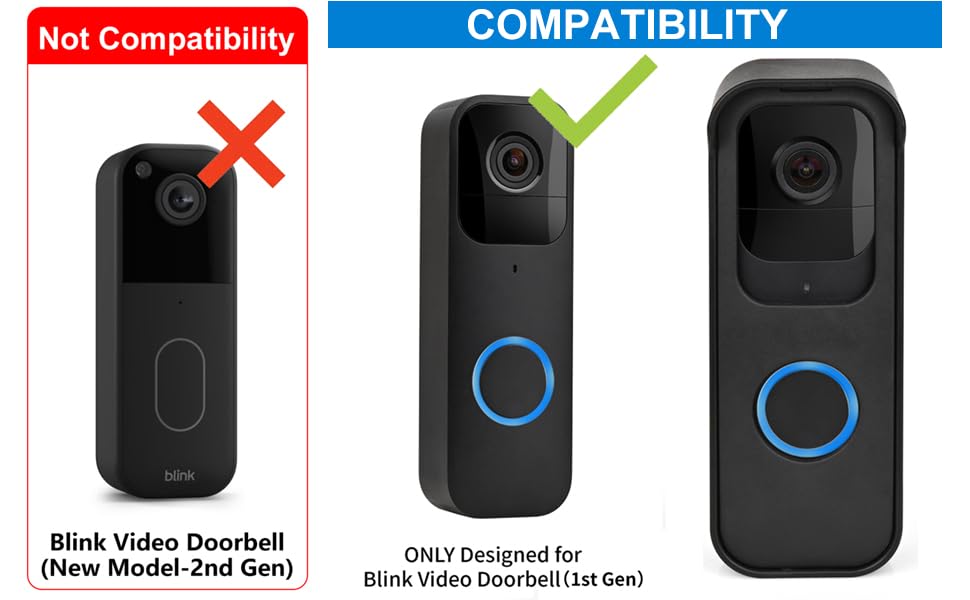 Adhesive Door Mount Compatible with Blink Video Doorbell, No-Drill Mounting Bracket, Accessories for Blink Doorbell Security System - Black