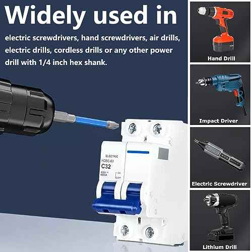 10PCS Magnetic Pozidriv Phillips Slotted Screwdriver Bit Set for Electricians 1/4 Inch Hex Shank PH2 Special S2 Steel Flat Slotted Phillips Cross Head Screw Driver Drill Bits(65+110mm Length)