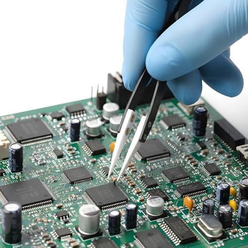 3 PCS Precision Reverse Ceramic Tweezers Set, Non Conductive Heat Resistant Anti Magnetic Electronics Soldering Tweezers, Pointed Curved Tips for Pinching Coils, Jewelry, Watch Repair, Black