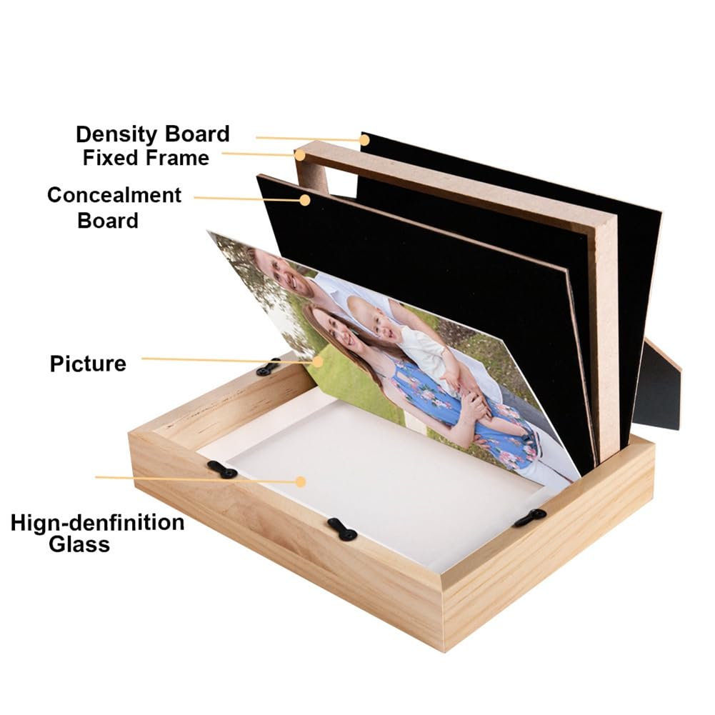 Bloepum Hidden Photo Frame Storage, Secret Compartment Storage Box, Out of Sight Secret Hidden Jewelry Key Home Office Safe B