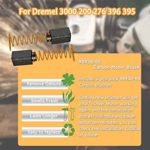 90930-05 Carbon Motor Brushes for Dremel 3000 200 276 396 395 2610009829 Replacement Part (4 Pack)
