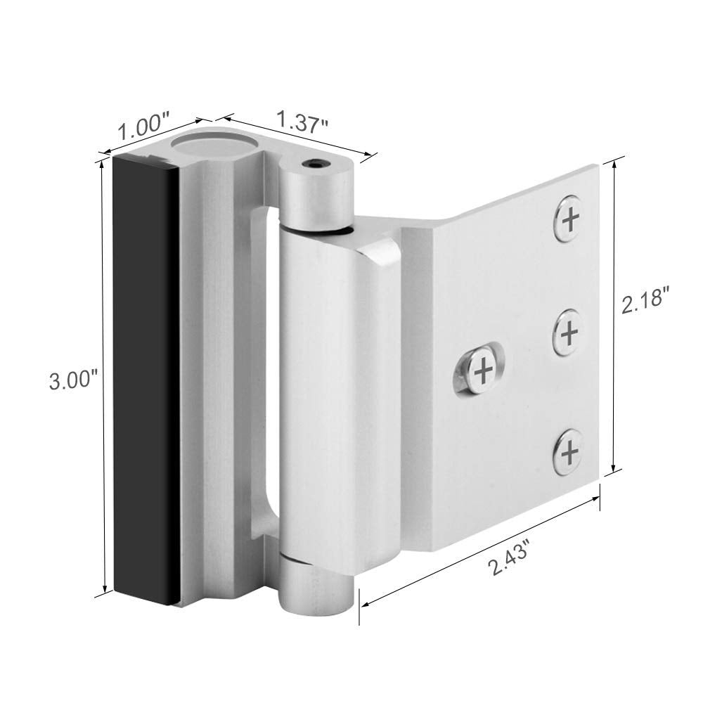 Home Security Door Lock 3 Pack Metal Door Reinforcement Lock for Kids Safety Top Front Door Child Proof Safety Lock Defend High Security Door Locks Latch Withstand 800lbs for Inside Swing Door Chain